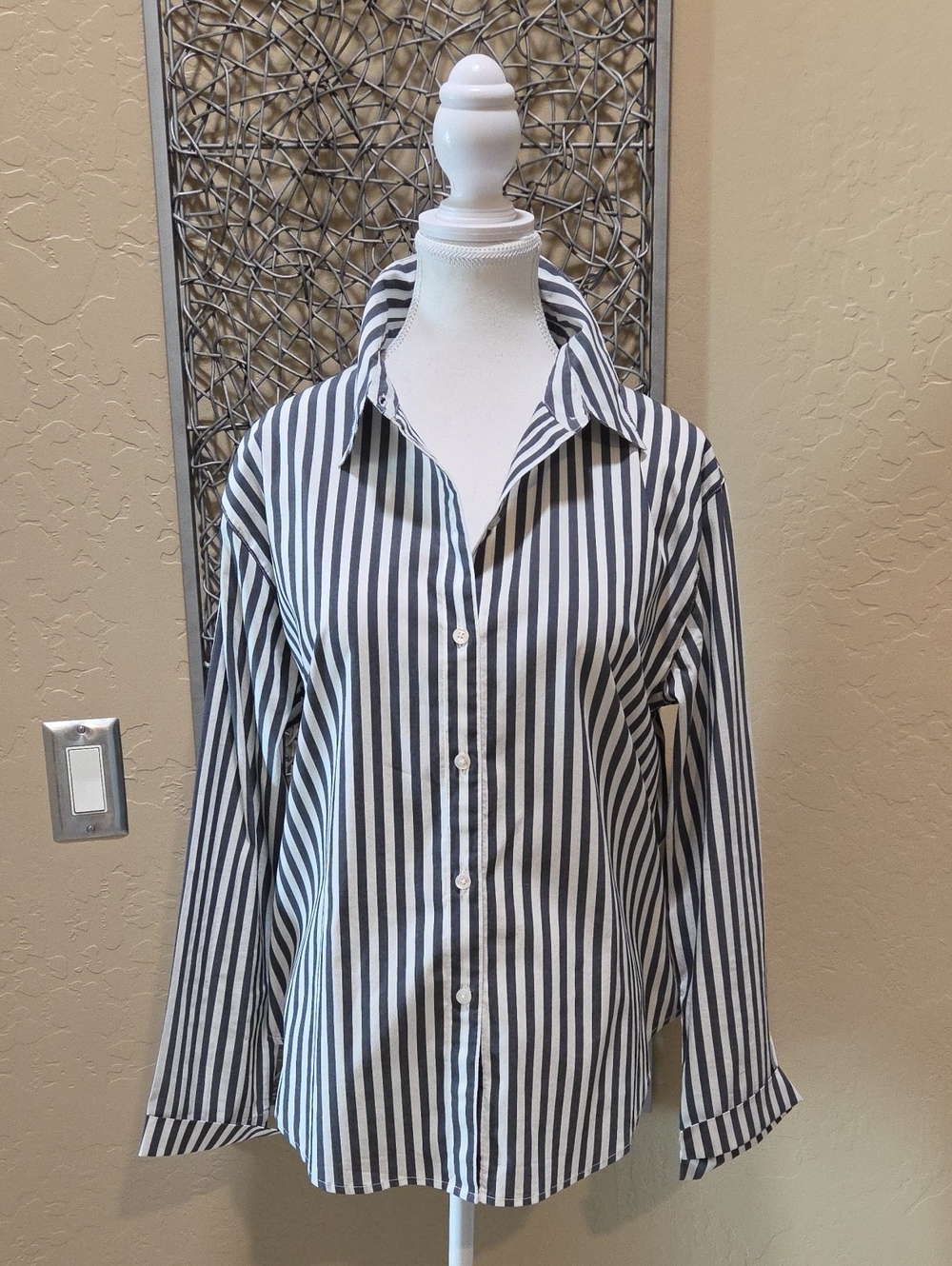 Chico's Design Women's Striped Button-Down Shirt In Black And White